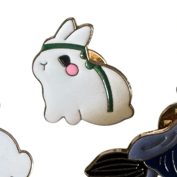 White Rabbit Enamel Pin Set - Picture 3 of 6